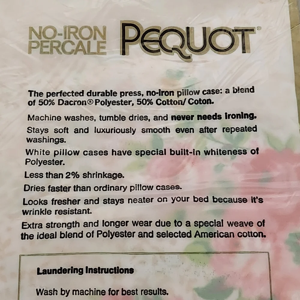 PEQUOT Vintage Pillowcases Standard 20x26 Floral Cottagecore Old New Deadstock